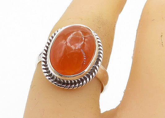 925 Sterling Silver  Cabochon Cut Carnelian Twist Cocktail Ring Sz 6.5  RG8515