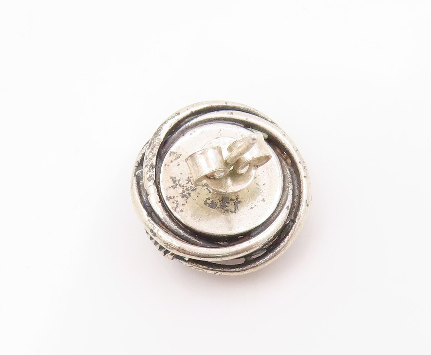 925 Sterling Silver Vintage Earrings Cabochon Framed Gemstone  EG13394