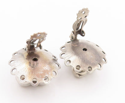 925 Sterling Silver Vintage Earrings FREIRICH Ball Scroll Design Clip On EG13521
