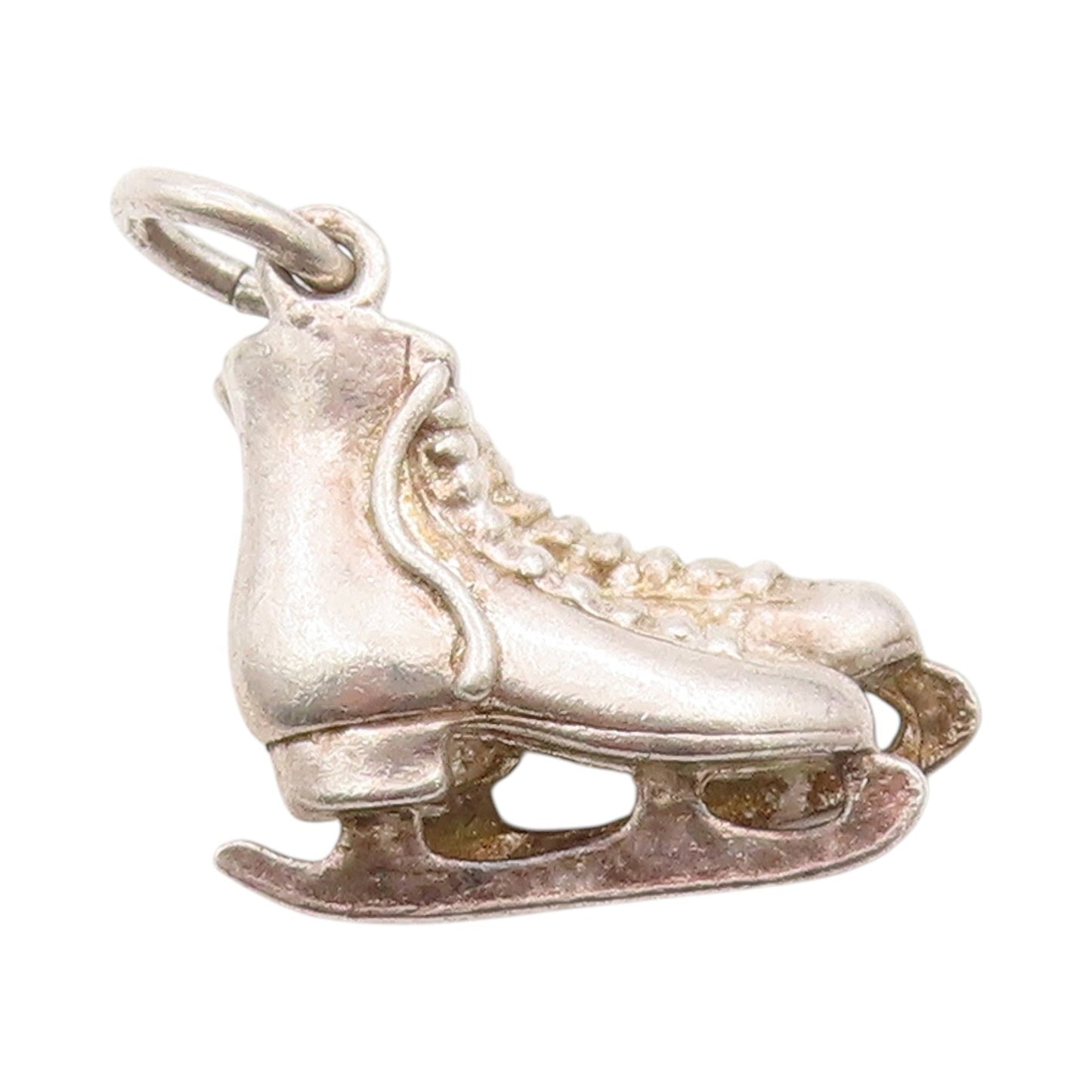 925 Sterling Silver Vintage Pendant Etched Figure Skating Boot Charm  PT24981
