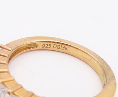 925 Sterling Silver Vintage Ring Gold Plated Stackable CZ Bands  Sz 7  RG29926