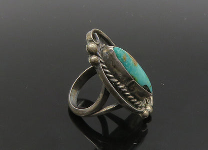 NAVAJO 925 Silver   Vintage Turquoise Petite Cocktail Ring Sz 4.5  RG23031