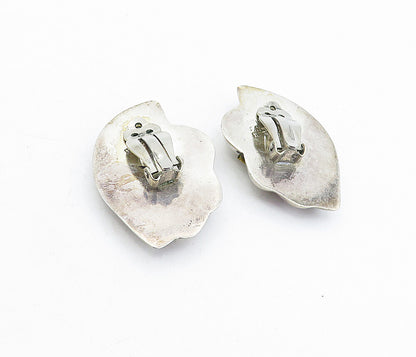 MEXICO 925 Silver  Vintage Two Tone Fluted Swirl Non Pierce Earrings  EG2623