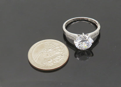 STAUER 925 Silver  Vintage Cubic Zirconia Solitaire Accent Ring Sz 10  RG21094