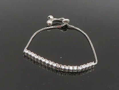 925 Silver  White Cubic Zirconia Adjustable Child Box Chain Bracelet  BT1058