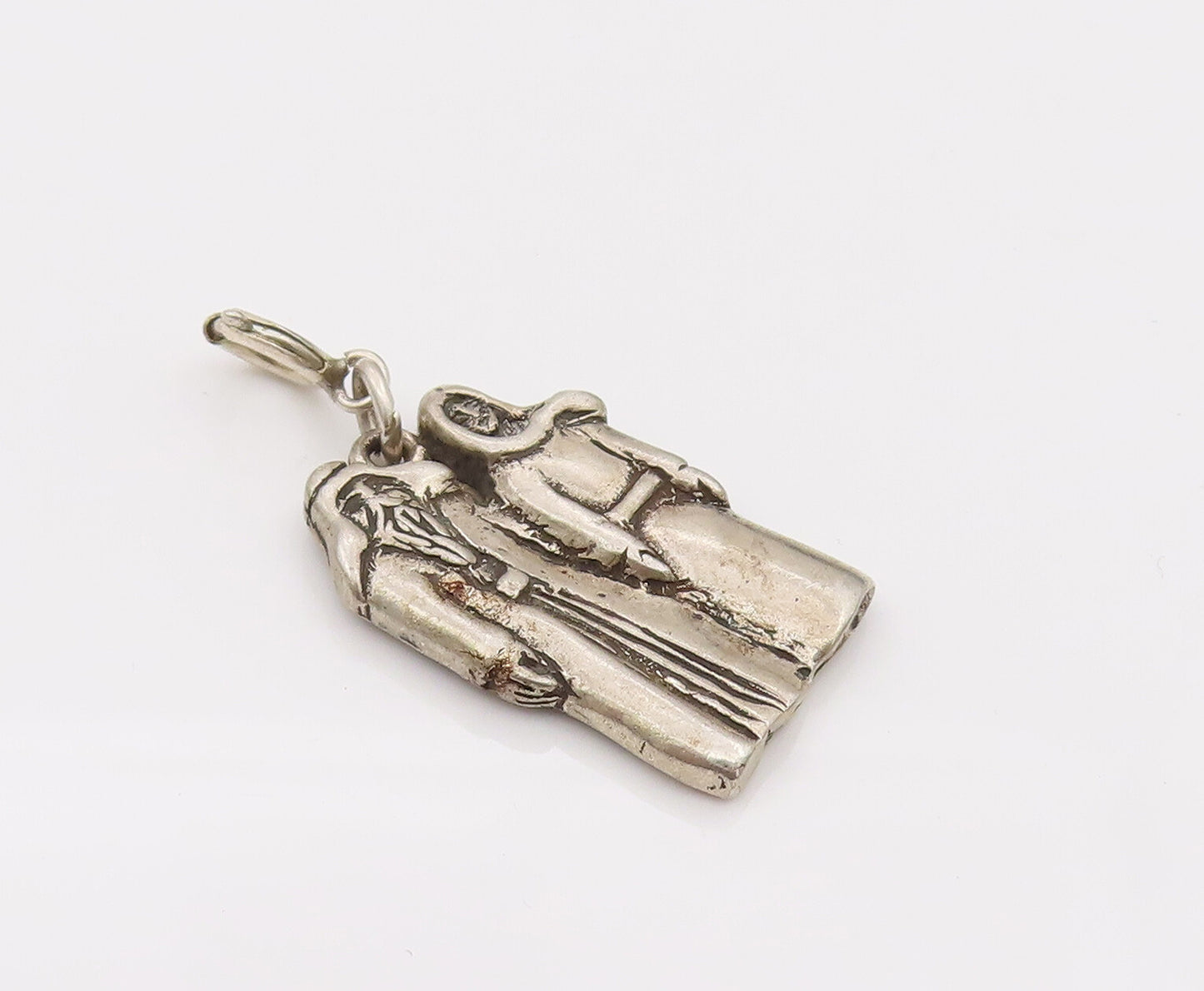 925 Sterling Silver  Vintage Old Couple Promise Solid Charm Pendant  PT22133