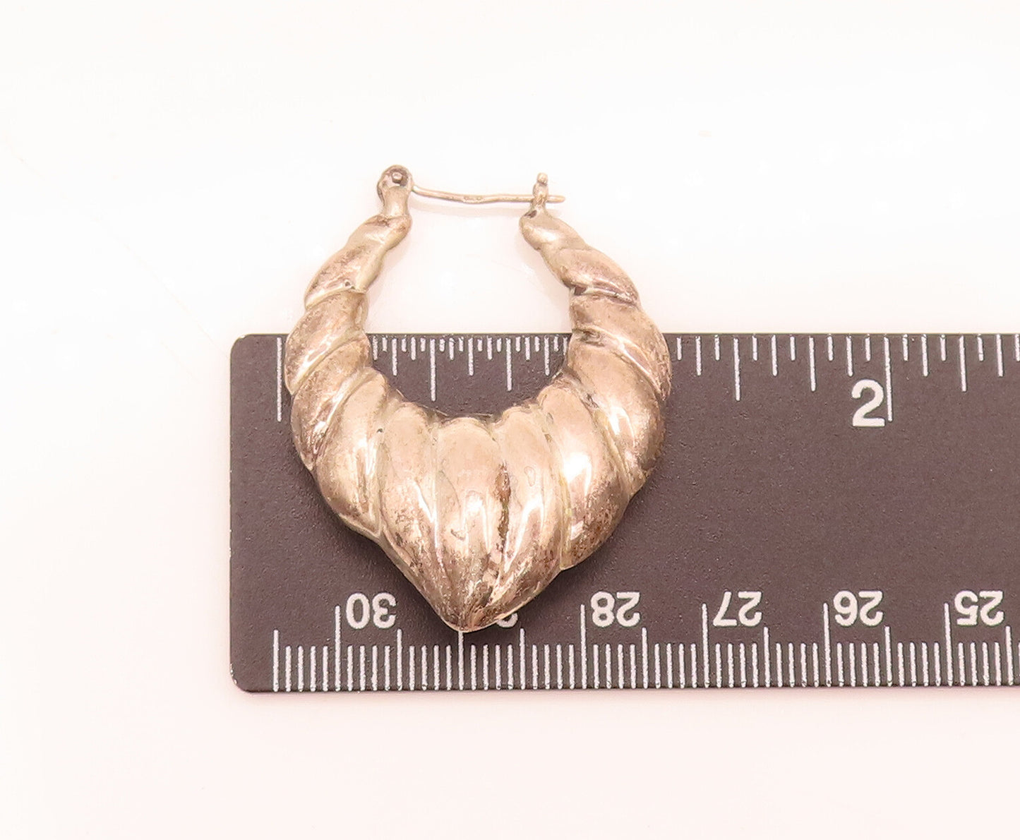 925 Sterling Silver  Vintage Puffed Roped Carved Earrings  EG12459