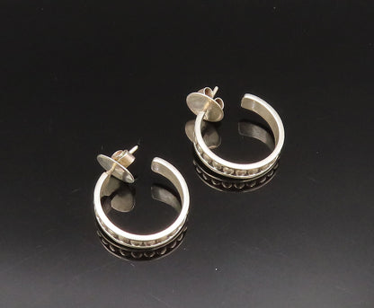 LETY G 925 Sterling Silver Vintage Raised Edge Dotted Hoop Earrings EG11817