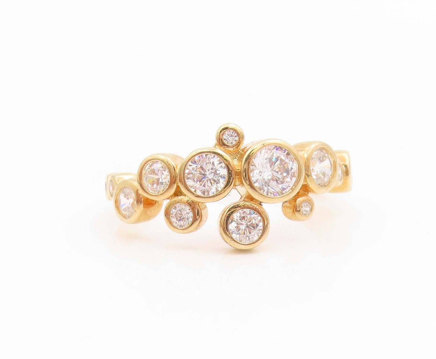 925 Sterling Silver Vintage Ring Gold Plated Bezel Set CZ Band  Sz 7  RG35787