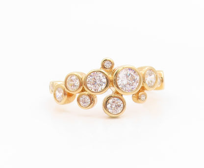 925 Sterling Silver Vintage Ring Gold Plated Bezel Set CZ Band  Sz 7  RG35787