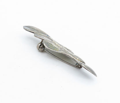 925 Sterling Silver  Vintage Smooth Oxidized Sculpted Brooch Pin  BP2129