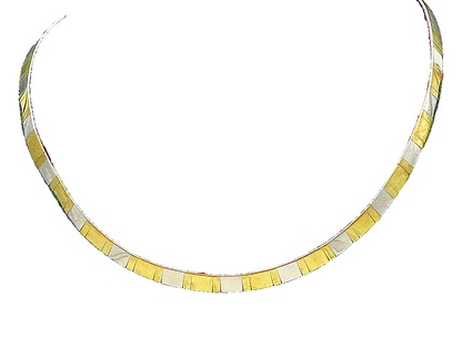 925 Sterling Silver  Vintage Two Tone Square Pattern Necklace  NE3815