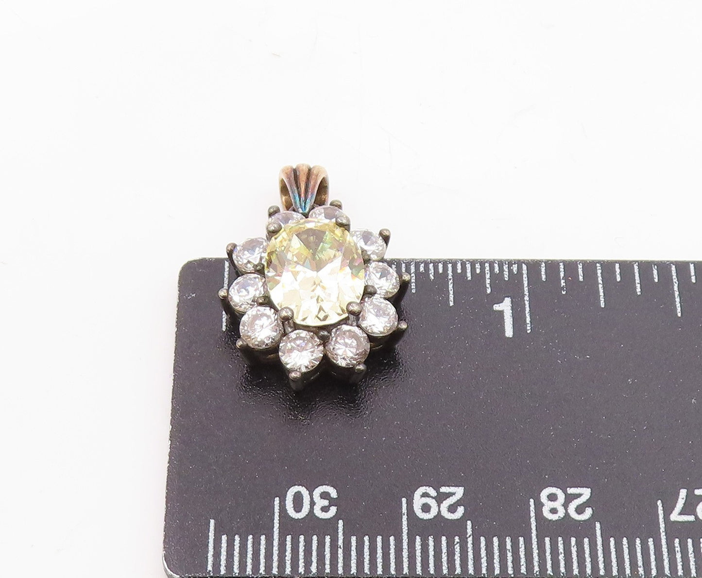 STAUER 925 Silver  Vintage Yellow & White Cubic Zirconia Drop Pendant  PT21251