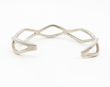 MEXICO 925 Sterling Silver  Vintage Open Diamond Shape Cuff Bracelet  BT4632