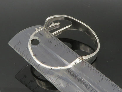 MEXICO 925 Sterling Silver  Vintage Black Onyx Striped Bangle Bracelet  BT1381