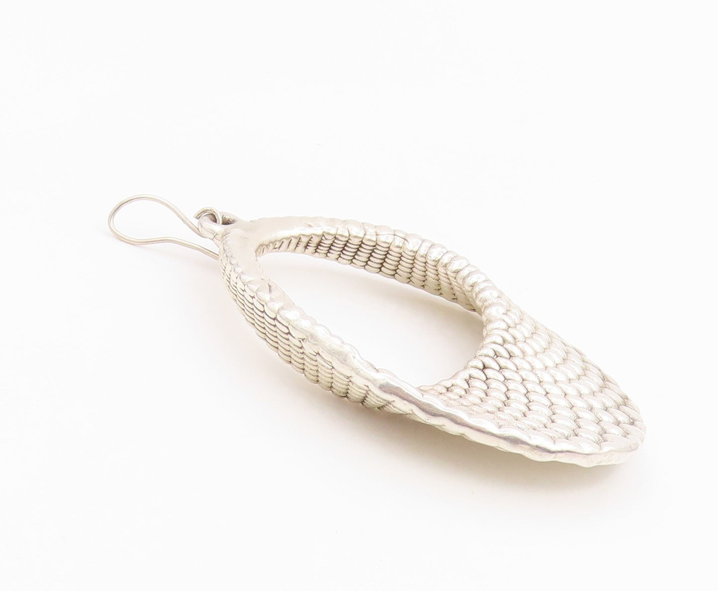 925 Sterling Silver Vintage Earrings ISRAEL Classic Textured Oval Dangle EG14260