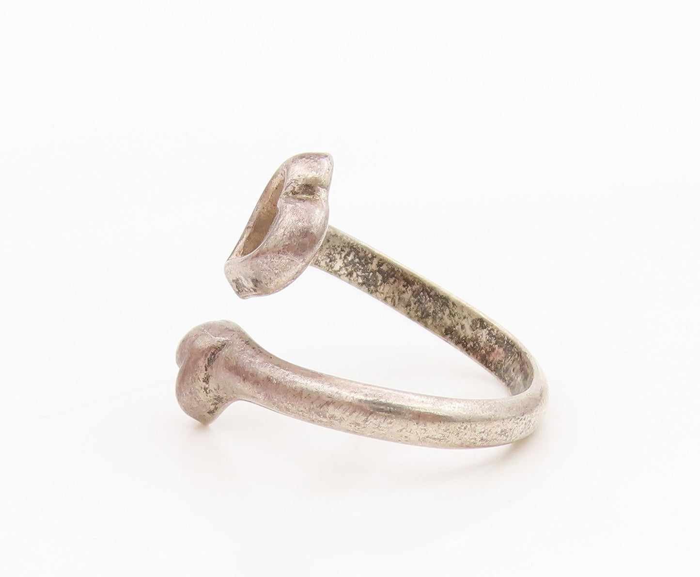 925 Sterling Silver Vintage Ring Minimalist Love Heart Bypass  Sz 5.5  RG34203