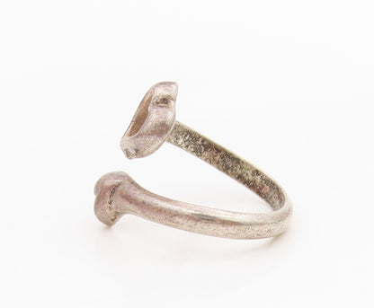 925 Sterling Silver Vintage Ring Minimalist Love Heart Bypass  Sz 5.5  RG34203