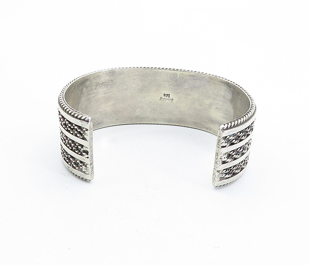 TAHE 925 NAVAJO Sterling Silver  Vintage Shiny Rope Twist Cuff Bracelet BT2204