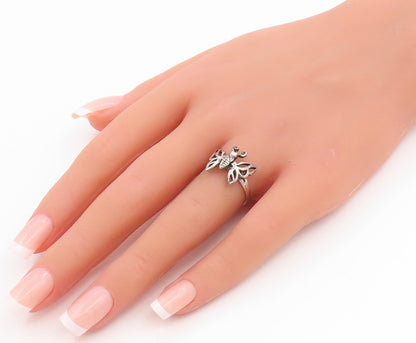 925 Sterling Silver Vintage Ring Elegant Openwork Butterfly Band  Sz 7  RG35593