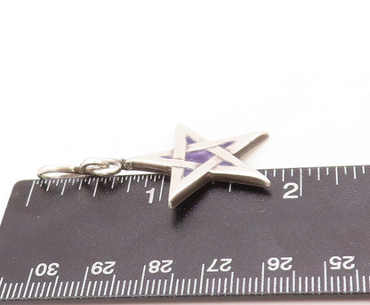 925 Sterling Silver Vintage Pendant Solid Enameled Cutout Star  PT23807