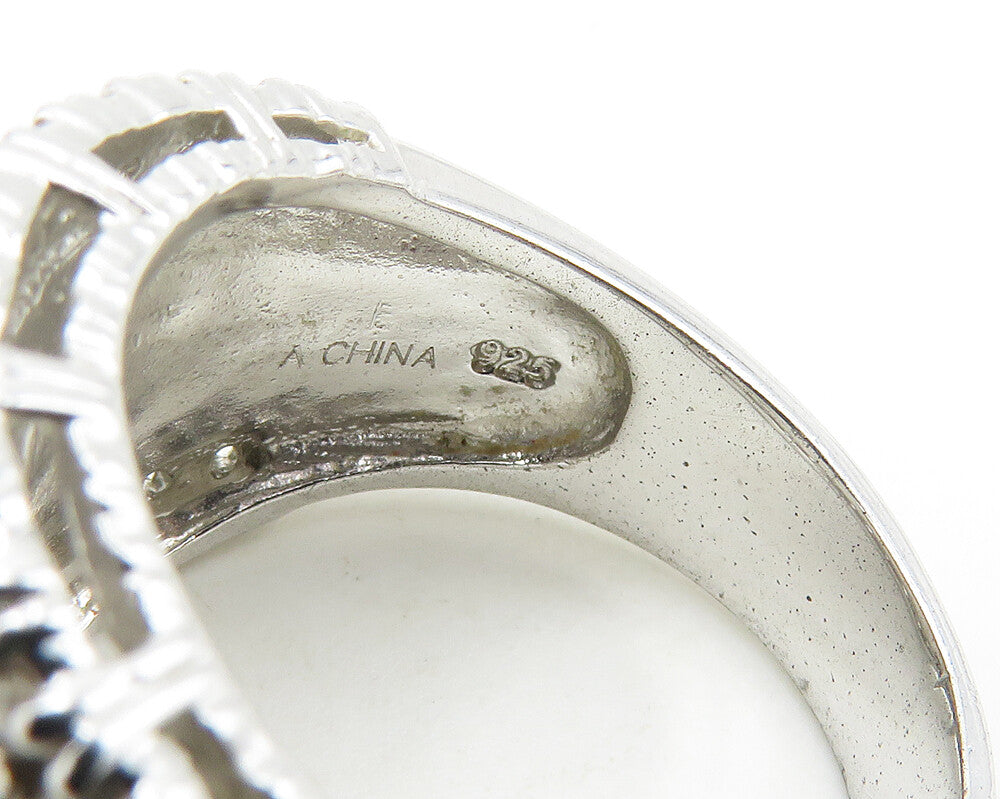 925 Sterling Silver  Shiny Topaz Hammered Tapered Band Ring Sz 7  RG18111