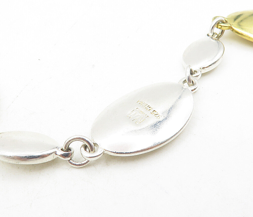RLM STUDIO 925 Sterling Silver  2 Tone Smooth Oval Link Chain Bracelet  BT4015