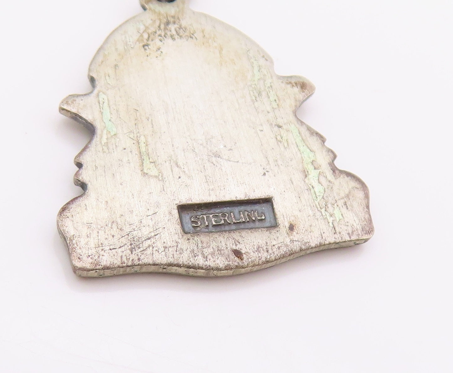925 Sterling Silver Vintage Pendant Wolf Head Embalm Cub Scouts  PT24381