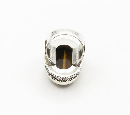 925 Sterling Silver  Cabochon Tiger's Eye Swirl Cocktail Ring Sz 9.5  RG16388