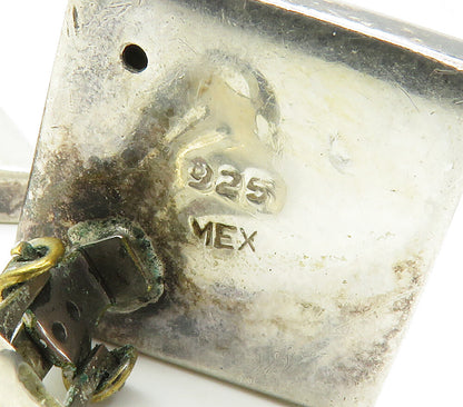 MEXICO 925 Silver  Vintage Minimalist Square Non Pierce Drop Earrings  EG7648