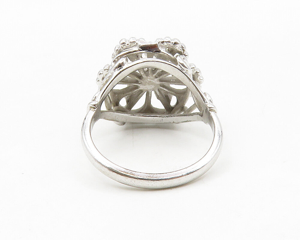 925 Sterling Silver  Cubic Zirconia Floral Swirl Cocktail Ring Sz 6  RG13967