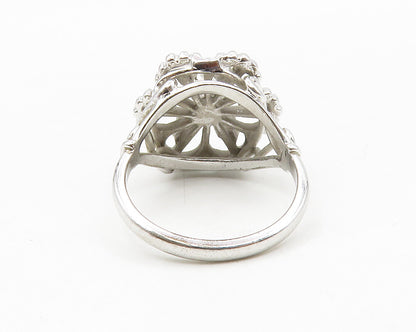 925 Sterling Silver  Cubic Zirconia Floral Swirl Cocktail Ring Sz 6  RG13967
