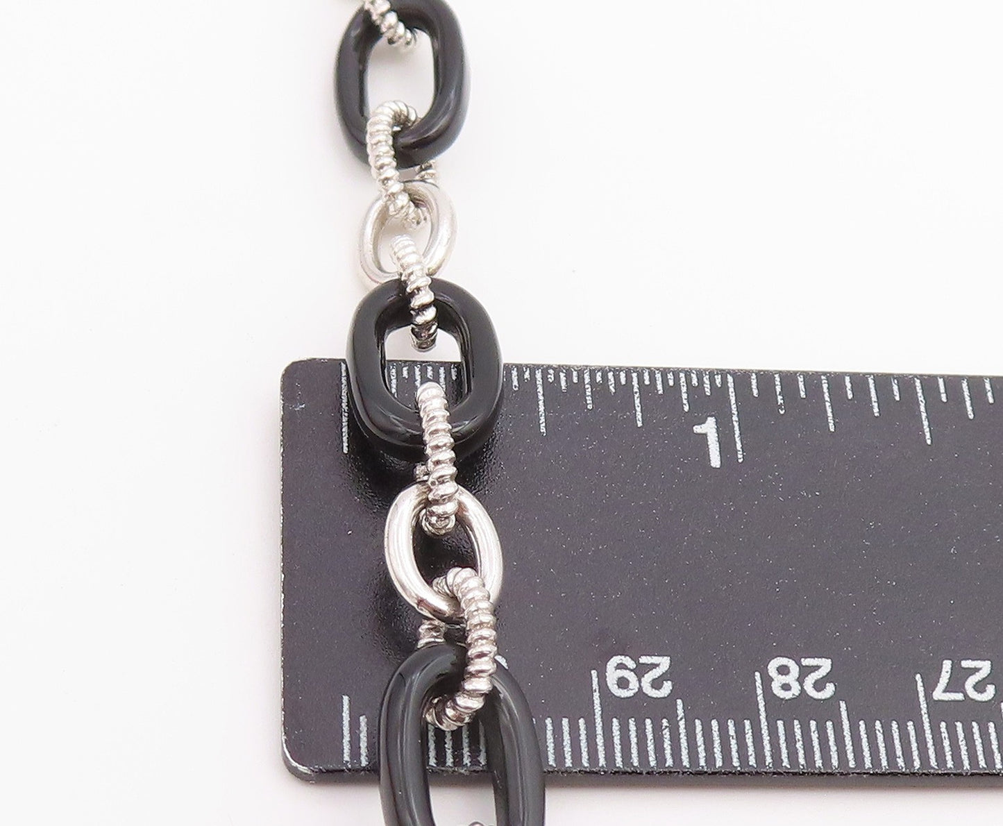 925 Sterling Silver Vintage Bracelet JUDITH RIPKA Onyx & CZ Oval Link  BT12226