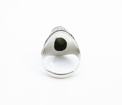 925 Sterling Silver  Cabochon Cut Agate Oval Cocktail Ring Sz 8.5  RG7751