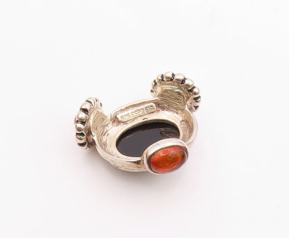 ESPO SIG 925 Sterling Silver  Vintage Black Onyx & Amber Pendant  PT16905