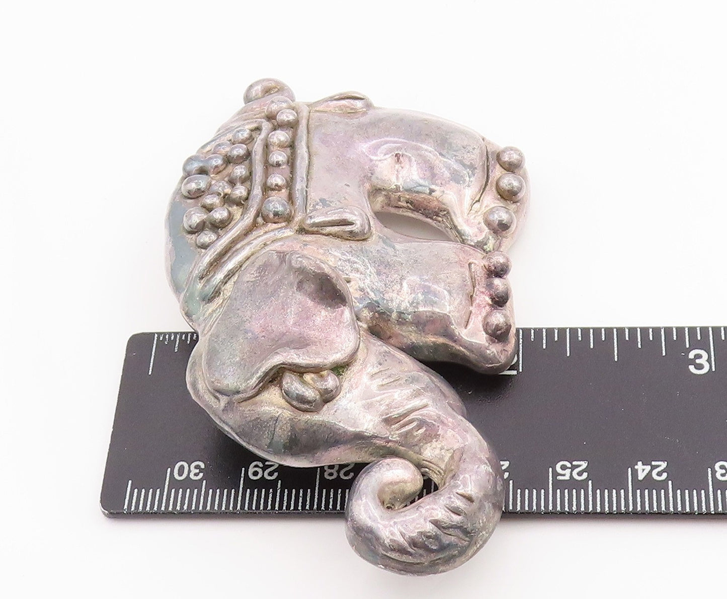 925 Sterling Silver Vintage Brooch ISRAEL Large Figural Lucky Elephant  BP11963