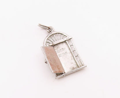925 Sterling Silver  Vintage Christmas Wreath Door Pendant (OPENS)  PT18891