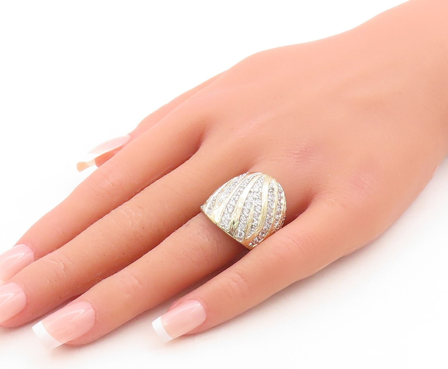 925 Sterling Silver Vintage Ring KABANA Dark Tone Cutout Topaz  Sz 9.5  RG31917