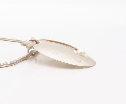 925 Sterling Silver Vintage Necklace Minimalist Round Beaded Pearl  NE4315