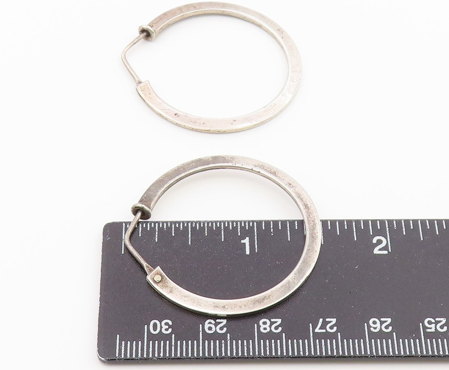 925 Sterling Silver Vintage Earrings Minimalist Tapered Statement Hoops  EG14477