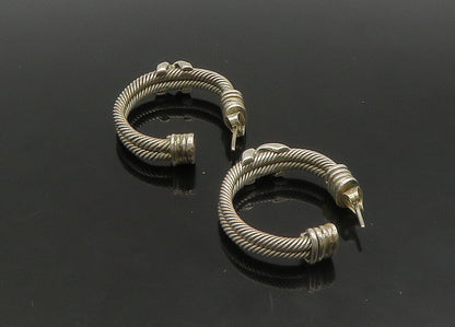 MEXICO 925 Sterling Silver  Vintage Shiny Double Twist Hoop Earrings  EG11417