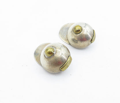 MEXICO 925 Sterling Silver  Vintage Baseball Cap Non Pierce Earrings  EG2804