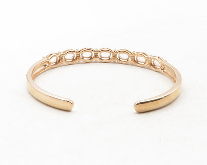 925 Sterling Silver  Prong Set Topaz Rose Gold Plated Cuff Bracelet  BT4886