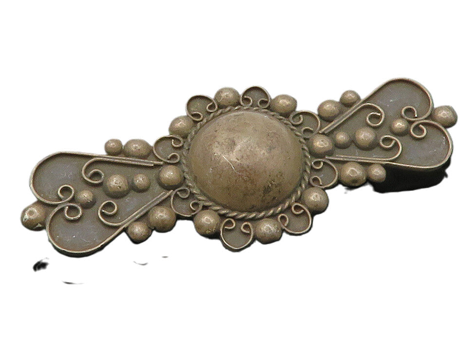 MEXICO 925 Silver  Vintage Antique Oxidized Swirl Dome Brooch Pin  BP5012