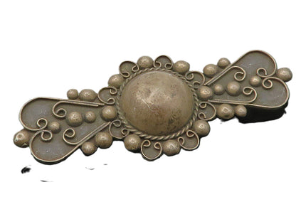 MEXICO 925 Silver  Vintage Antique Oxidized Swirl Dome Brooch Pin  BP5012