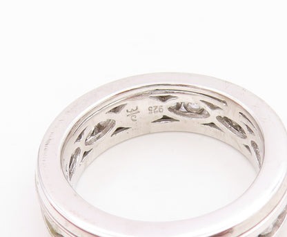 925 Sterling Silver Vintage Ring Channel Set CZ Chunky Spinner Band Sz 7 RG35341