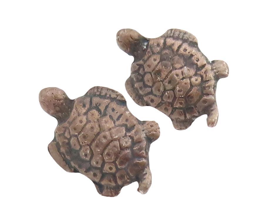 925 Sterling Silver Vintage Earrings Solid Carved Turtle  EG13095
