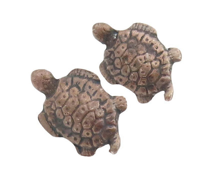 925 Sterling Silver Vintage Earrings Solid Carved Turtle  EG13095