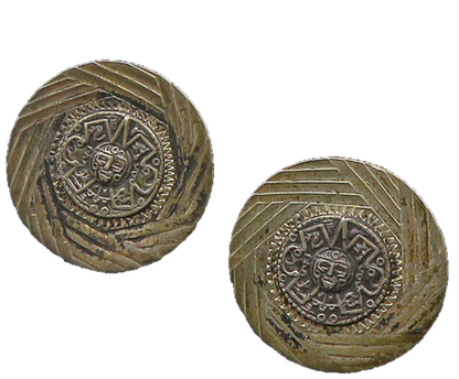 MEXICO 925 Sterling Silver  Vintage Mayan Aztec Sun Calendar Cufflinks  TR3071