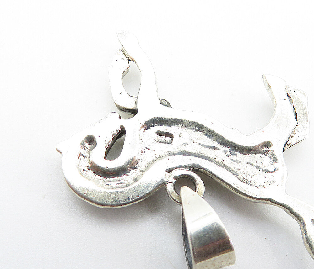 925 Sterling Silver  Vintage Shiny Petite Galloping Horse Motif Pendant PT5972